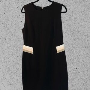 Flattering Tommy Hilfiger Black Sleeveless Dress with Pink and Cream Accents